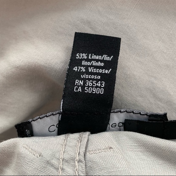 {Calvin Klein} Light Grey Linen Blend 5" Lightweight Button Pocket Shorts 10 - Picture 6 of 7